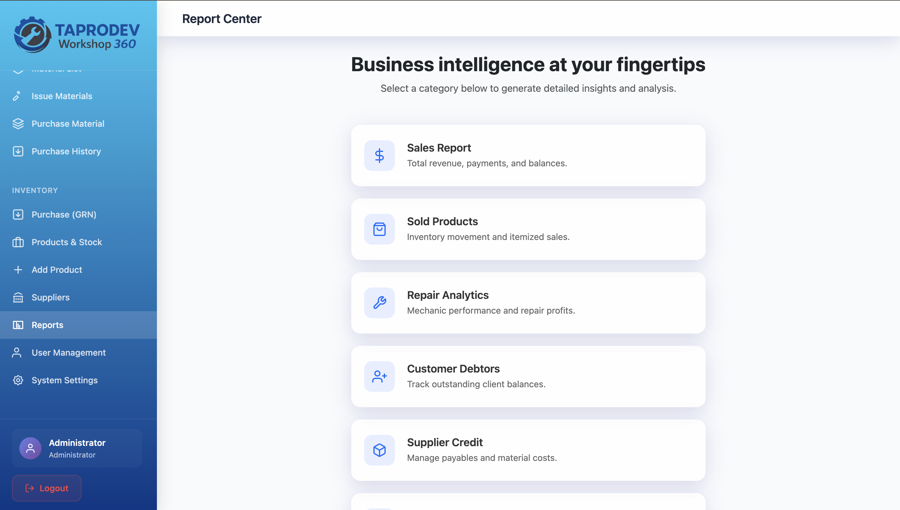 Workshop 360 - Inventory